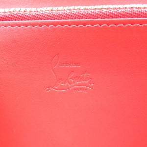 美品 クリスチャンルブタン レザー スタッズ ゴールド金具 ピンク ラウンドファスナー 長財布 0215【中古】Christian Louboutin