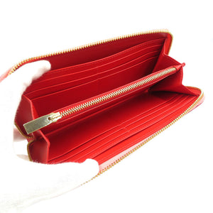 美品 クリスチャンルブタン レザー スタッズ ゴールド金具 ピンク ラウンドファスナー 長財布 0215【中古】Christian Louboutin