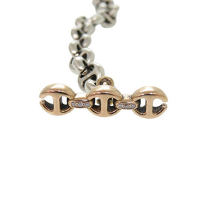 美品 ホーセンブース オープンアンカー チェーン K18ピンクゴールド/シルバー925/ダイヤモンド シルバー ブレスレット 0217【中古】HOORSENBUHS