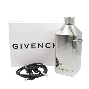 新品同様 ジバンシー4Gロゴ アルミニウム レザー シルバー ブラック 水筒 ウォーターボトル 0004【中古】GIVENCHY