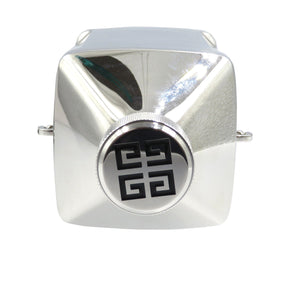 新品同様 ジバンシー4Gロゴ アルミニウム レザー シルバー ブラック 水筒 ウォーターボトル 0004【中古】GIVENCHY