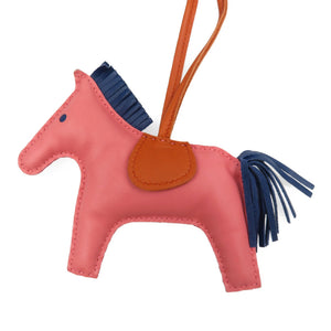 美品 エルメス ロデオMM アニョーミロ スイフト ローズアザレ ブルー バッグチャーム 0010【中古】HERMES