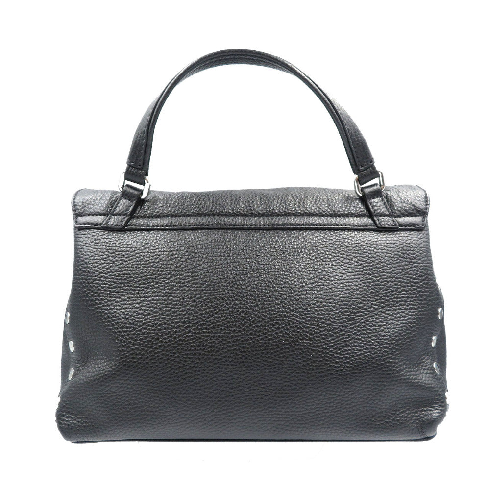 美品 ザネラート ポスティーナS レザー シルバー金具 NERO ブラック 2WAY ショルダーバッグ ハンドバッグ 0012【中古】ZANELLATO