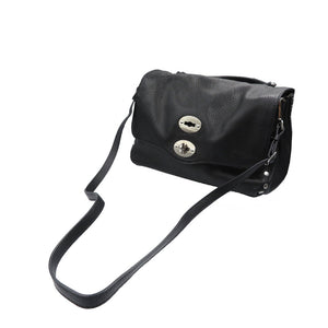 美品 ザネラート ポスティーナS レザー シルバー金具 NERO ブラック 2WAY ショルダーバッグ ハンドバッグ 0012【中古】ZANELLATO