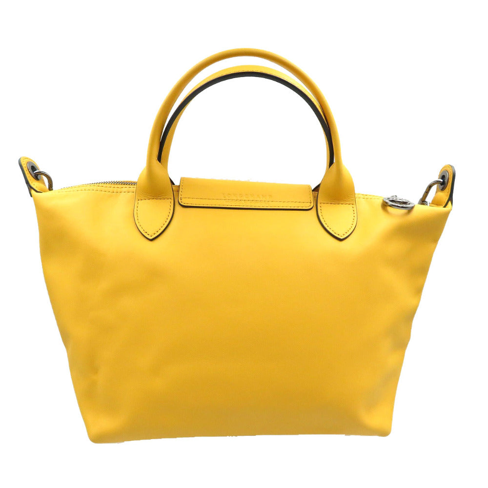 美品 ロンシャン ル プリアージュ エクストラS トップハンドルバッグ レザー ダークシルバー金具 アプリコット オレンジ 2WAY ショルダーバッグ ハンドバッグ 0013【中古】LONGCHAMP