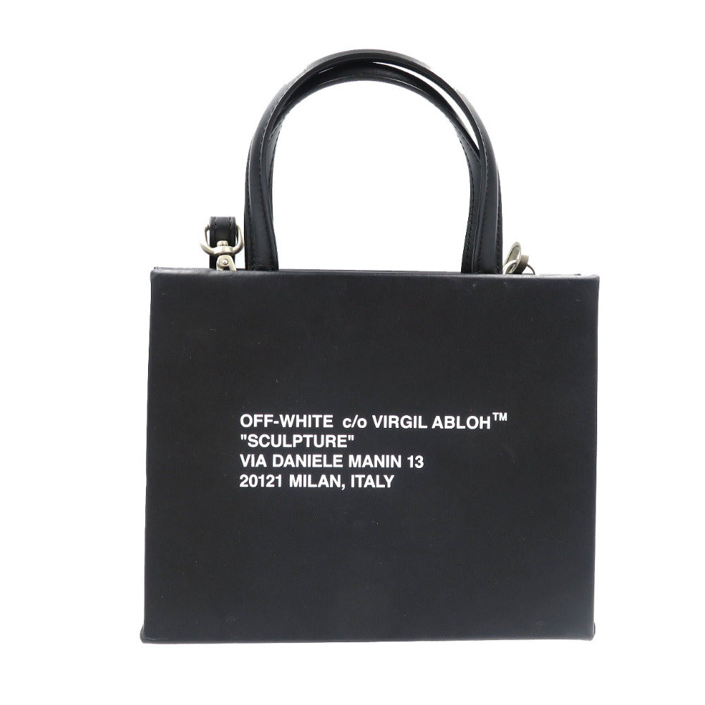 新品同様 オフホワイト レザー シルバー金具 ブラック 2WAY ハンドバッグ ショルダーバッグ 0014【中古】OFF-WHITE