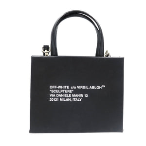新品同様 オフホワイト レザー シルバー金具 ブラック 2WAY ハンドバッグ ショルダーバッグ 0014【中古】OFF-WHITE