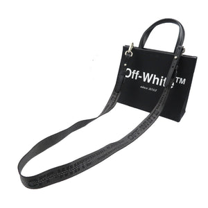 新品同様 オフホワイト レザー シルバー金具 ブラック 2WAY ハンドバッグ ショルダーバッグ 0014【中古】OFF-WHITE