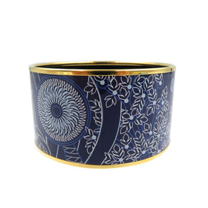 美品 エルメス エマイユ ペガサスの源泉 メタル ネイビー ホワイト バングル 0020【中古】HERMES