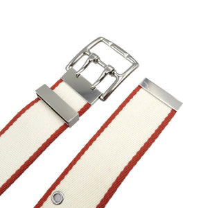 未使用 エルメス ウール ポリアミド シルバー金具 ホワイト 白 オレンジ ベルト 0027【中古】HERMES