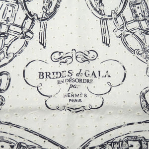 新品同様 エルメス カレ70 ブリッド・ドゥ・ガラ スカーフ シルク ホワイト ブラック 白 黒 スカーフ 0032【中古】HERMES