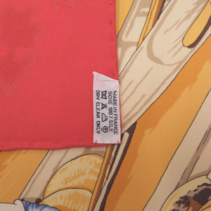 未使用 エルメス カレ90 MARCHE FLOTTANT DU LAC INLE インレ湖の水上マーケット シルク レッド オレンジ 朱色 赤色 スカーフ 0033【中古】HERMES