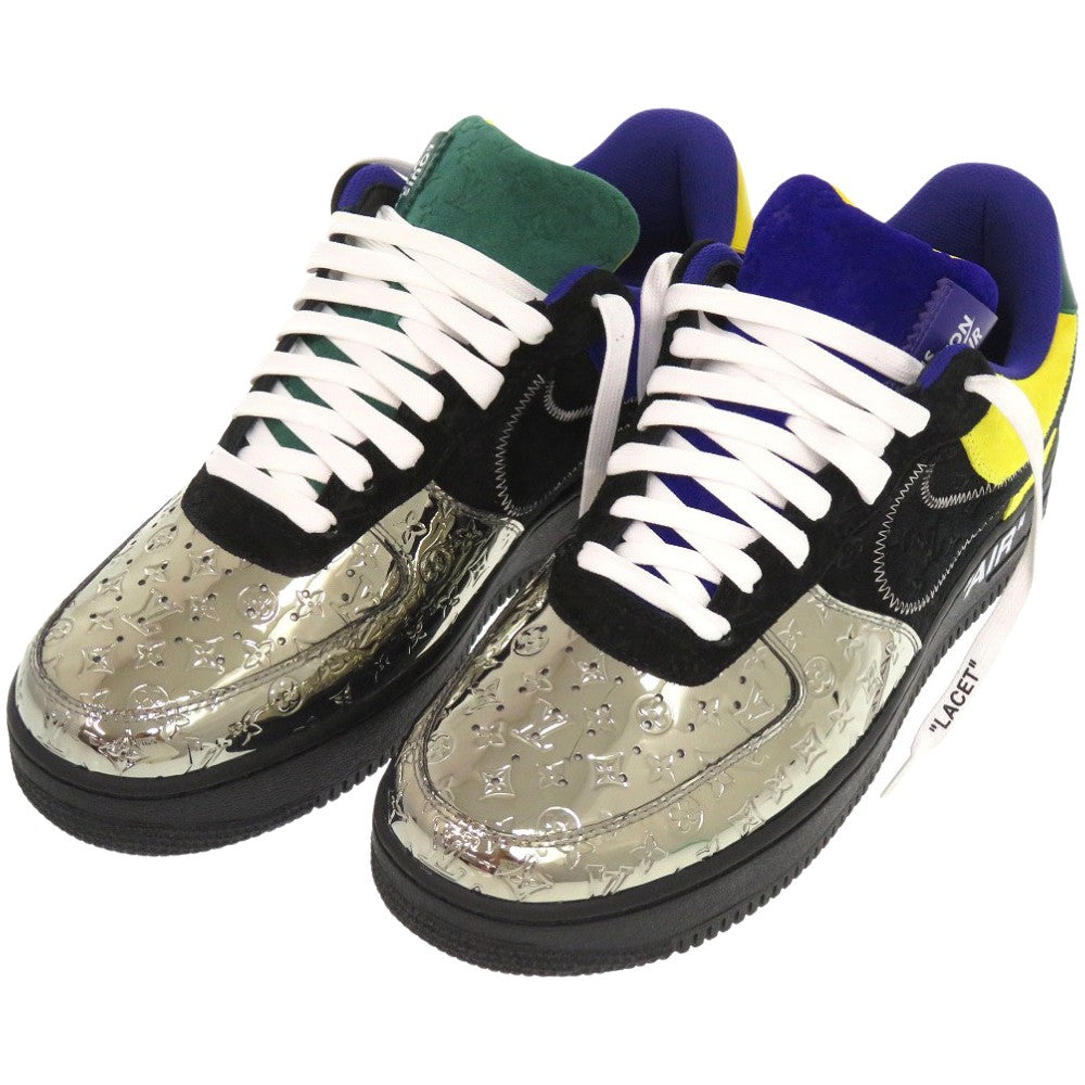 未使用 ナイキ ルイヴィトン エアフォース1 ロー 27cm スニーカー Virgil Abloh シルバー マルチカラー パッチワーク  レザー 0037【中古】NIKE