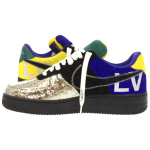 未使用 ナイキ ルイヴィトン エアフォース1 ロー 27cm スニーカー Virgil Abloh シルバー マルチカラー パッチワーク  レザー 0037【中古】NIKE