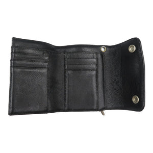 美品 クロムハーツ ウェーブ ミニウォレット クロスボールボタン レザー シルバー925 ブラック 三つ折り財布 0043【中古】CHROME HEARTS