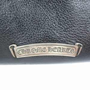 美品 クロムハーツ ウェーブ ミニウォレット クロスボールボタン レザー シルバー925 ブラック 三つ折り財布 0043【中古】CHROME HEARTS