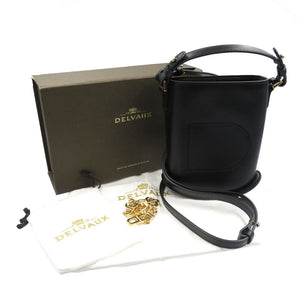 美品 デルヴォー ピン トイ チェーン ボックスカーフ ゴールド金具 ブラック ショルダーバッグ ハンドバッグ 0044【中古】DELVAUX
