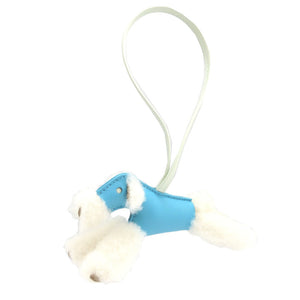 新品同様 エルメス バディ B刻印(2023年製) アニューミロ ムートン ブルーアズティック ヴェールフィズ キーホルダー バッグチャーム 0051【中古】HERMES