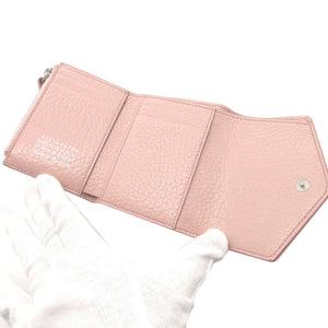 美品 メゾンマルジェラ コンパクトウォレット S56UI0136 レザー ピンク 3つ折り財布 財布 0054【中古】Maison Margiera