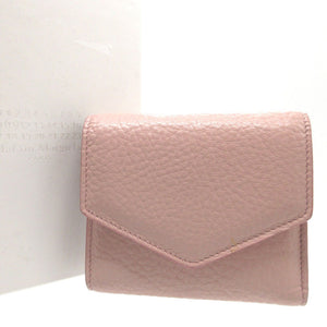 美品 メゾンマルジェラ コンパクトウォレット S56UI0136 レザー ピンク 3つ折り財布 財布 0054【中古】Maison Margiera