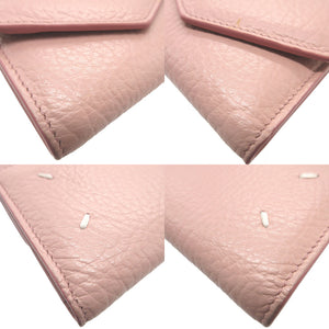 美品 メゾンマルジェラ コンパクトウォレット S56UI0136 レザー ピンク 3つ折り財布 財布 0054【中古】Maison Margiera
