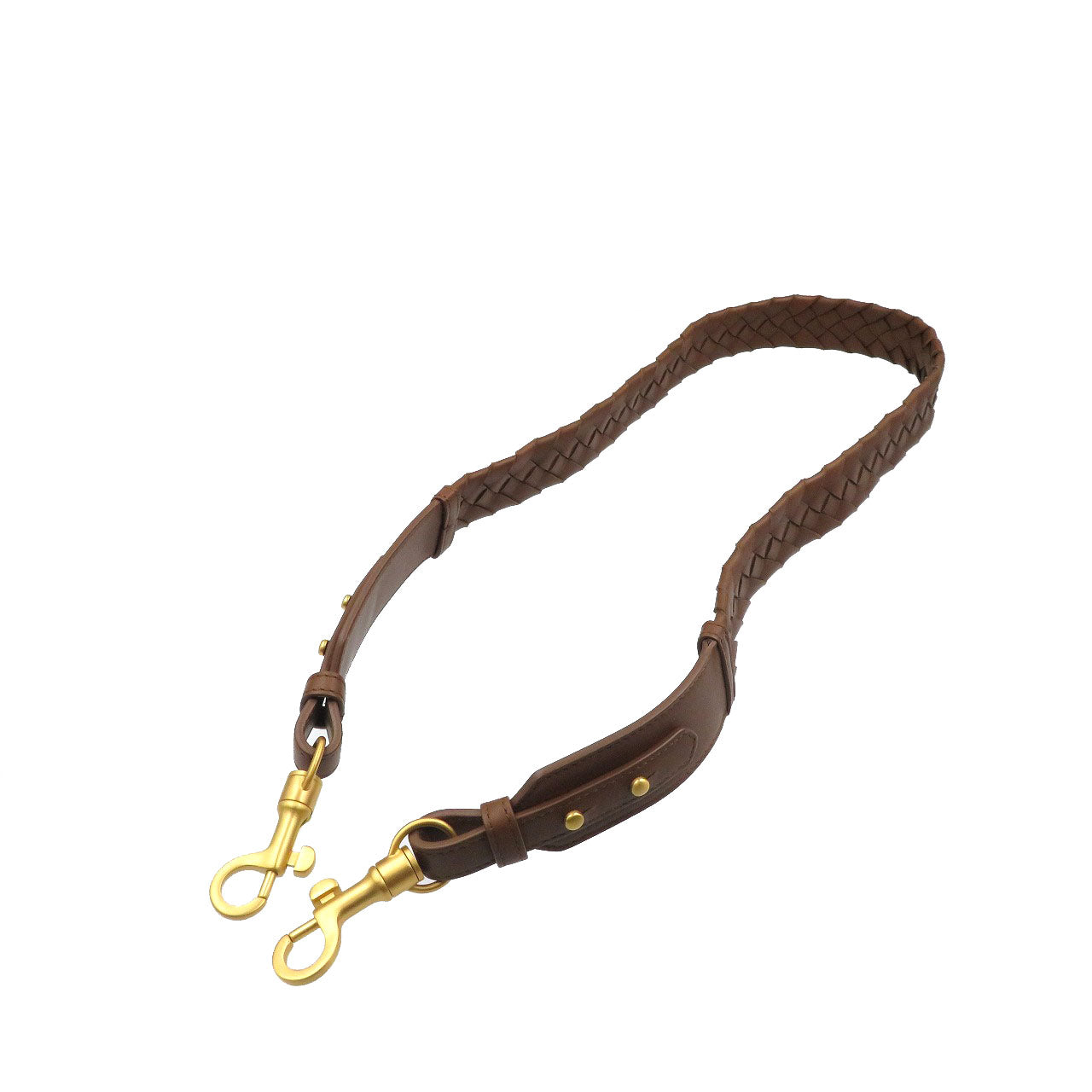 美品 ボッテガヴェネタ イントレチャート レザー ゴールド金具 ブラウン ショルダーストラップ 0056【中古】BOTTEGA VENETA