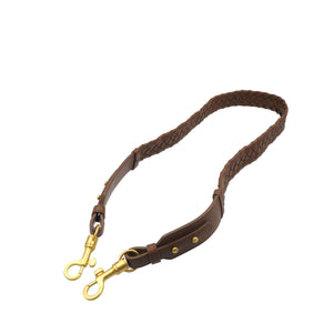 美品 ボッテガヴェネタ イントレチャート レザー ゴールド金具 ブラウン ショルダーストラップ 0056【中古】BOTTEGA VENETA