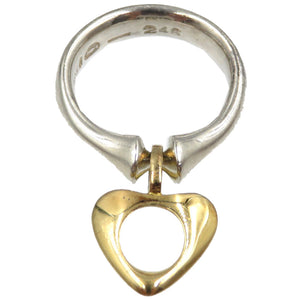 美品 ジョージジェンセン ハート シルバー925 K18 シルバー ゴールド 指輪 リング 0059【中古】GEORG JENSEN