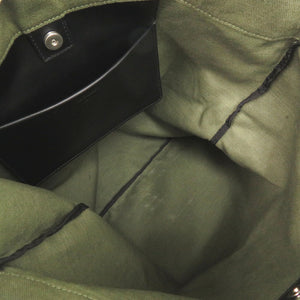 美品 ジルサンダー リネン キャンバス バンブー グリーン 2WAY ハンドバッグ 緑 0084 【中古】 JIL SANDER