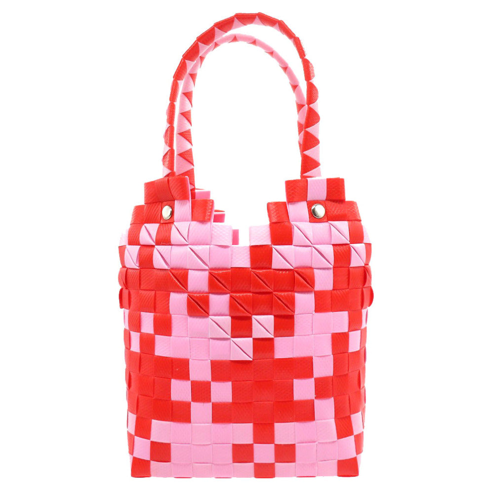 未使用 マルニ ダイヤモンド バスケットバッグ ポリプロピレン レッド ピンク ハンドバッグ バッグ 赤 0089 【中古】 MARNI