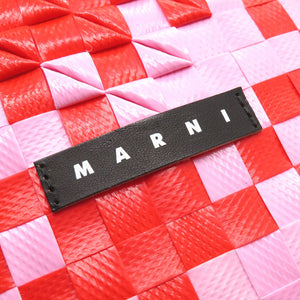 未使用 マルニ ダイヤモンド バスケットバッグ ポリプロピレン レッド ピンク ハンドバッグ バッグ 赤 0089 【中古】 MARNI