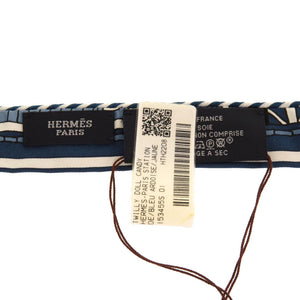 未使用 エルメス ツイリードール キャンディ パリステーション シルク ブルーアルドワーズ ノワール ジョーヌ スカーフ 青 0091 【中古】 HERMES