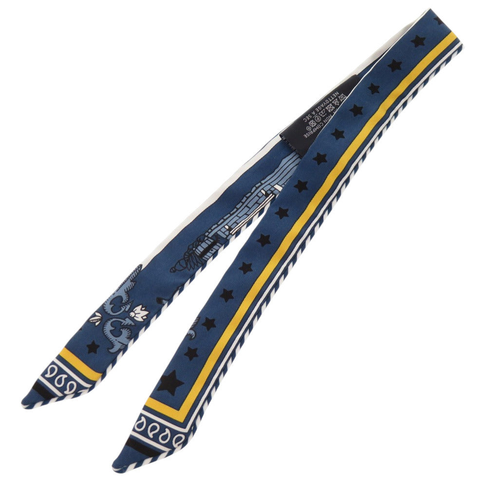 新品同様 エルメス ツイリードール キャンディ パリステーション シルク ブルーアルドワーズ ノワール スカーフ 青 0092 【中古】 HERMES