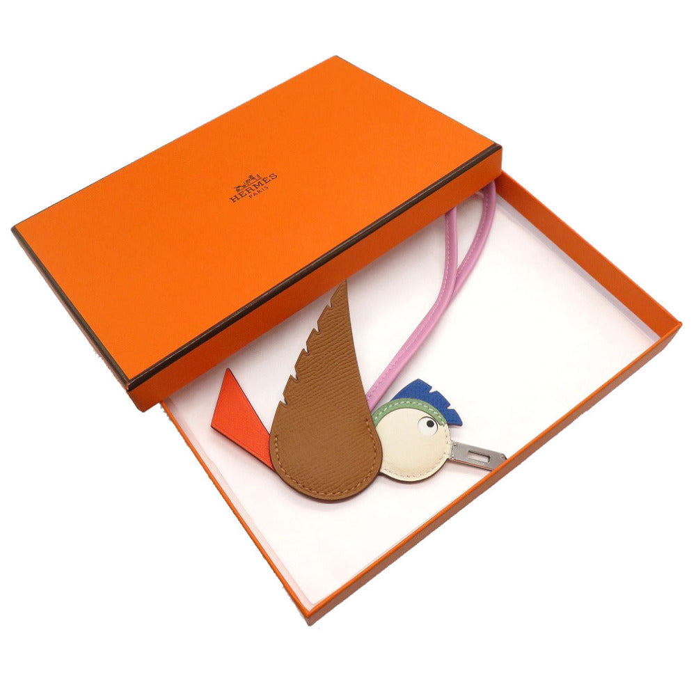 未使用 エルメス バーディ ケリー プレート ヴォーエプソン シェーブル ヴォースイフト ゴールド ジョーヌブルジョン ナタ マグノリア バッグチャーム キーホルダー 0095 【中古】 HERMES