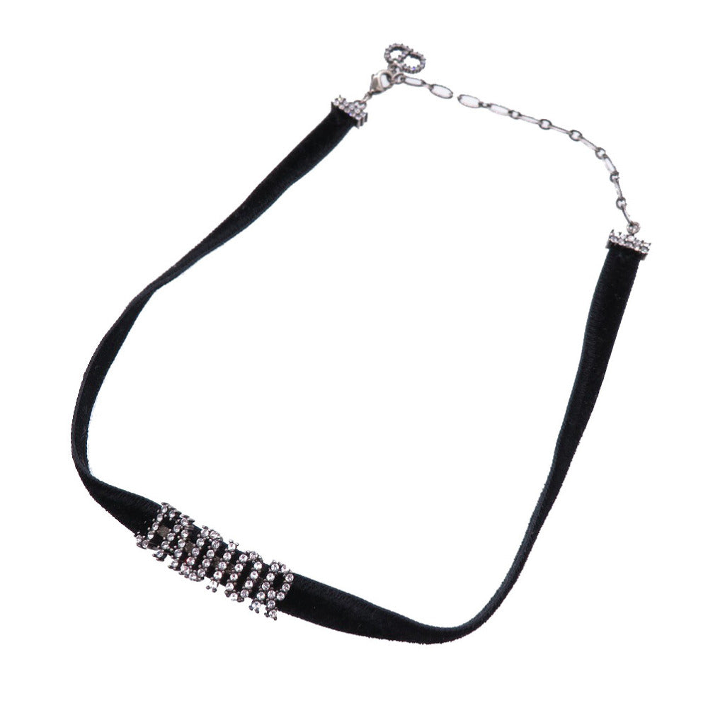 新品同様 クリスチャン ディオール J'ADIOR ジャディオール ベロア ストーン ブラック チョーカー ネックレス 黒 0097 【中古】 Christian Dior