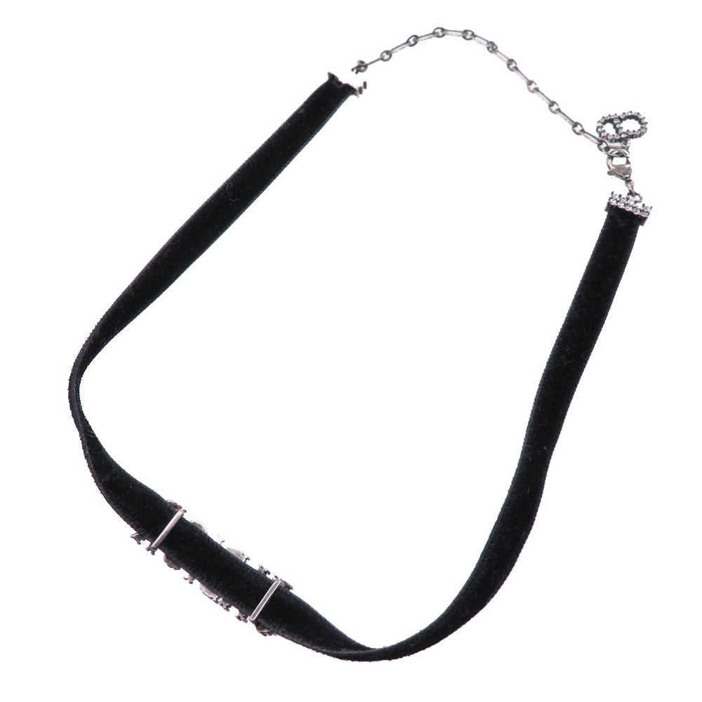 新品同様 クリスチャン ディオール J'ADIOR ジャディオール ベロア ストーン ブラック チョーカー ネックレス 黒 0097 【中古】 Christian Dior