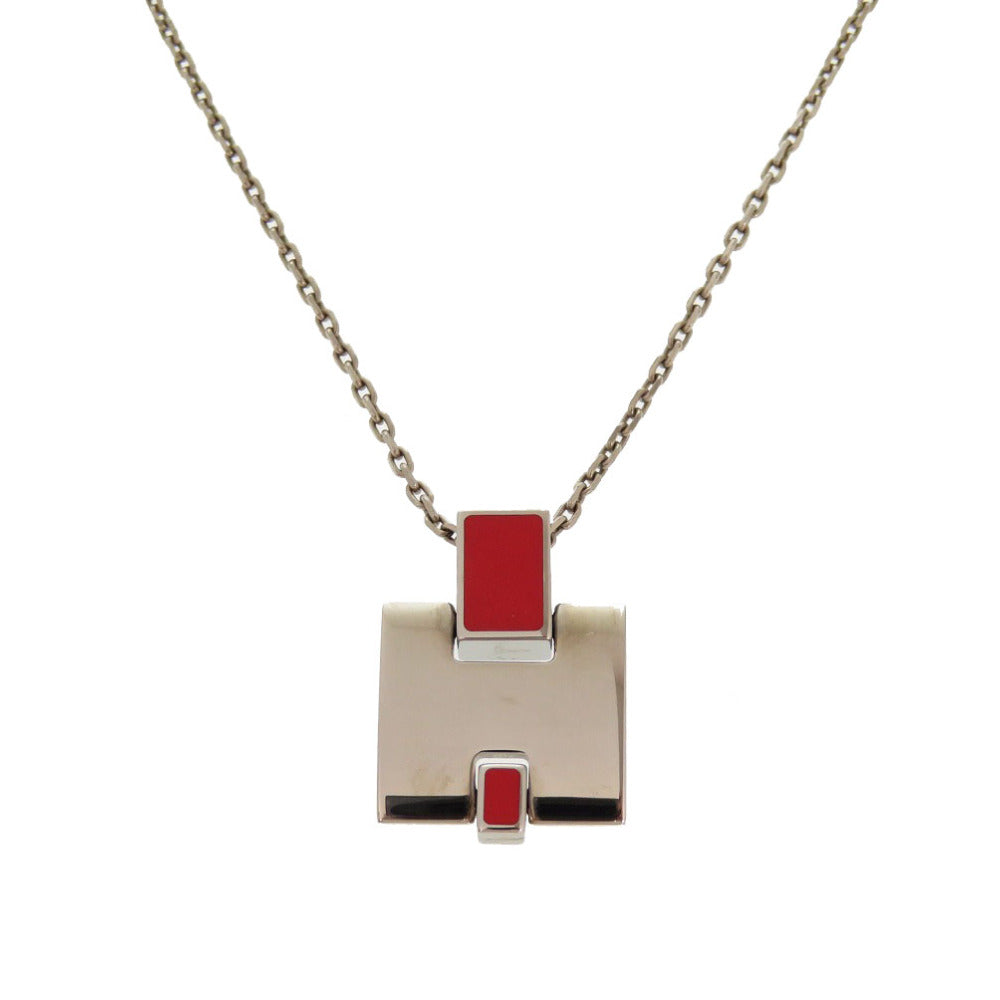 美品 エルメス アイリーン H メタル フランボワーズ シルバー ネックレス アクセサリー0100 【中古】 HERMES