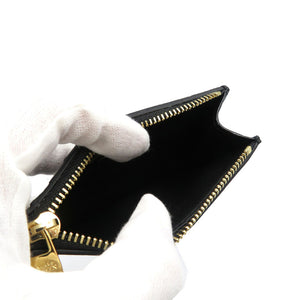 未使用 アレキサンダーマックイーン スカル ジップ カードホルダー 6320371JMFG1050 フラグメントケース カーフ ゴールド金具 ブラック カードケース 0103【中古】Alexander McQueen