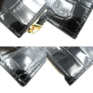 未使用 アレキサンダーマックイーン スカル ジップ カードホルダー 6320371JMFG1050 フラグメントケース カーフ ゴールド金具 ブラック カードケース 0103【中古】Alexander McQueen