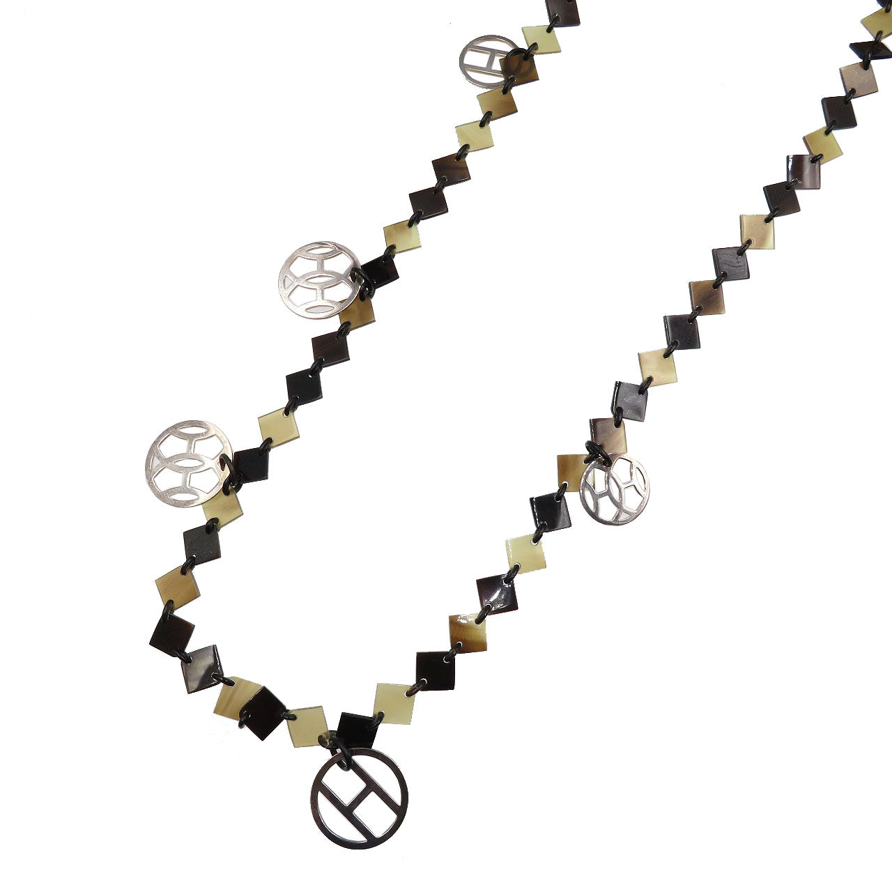 美品 エルメス バッファローホーン シルバー925 ブラウン ネックレス 0107【中古】HERMES