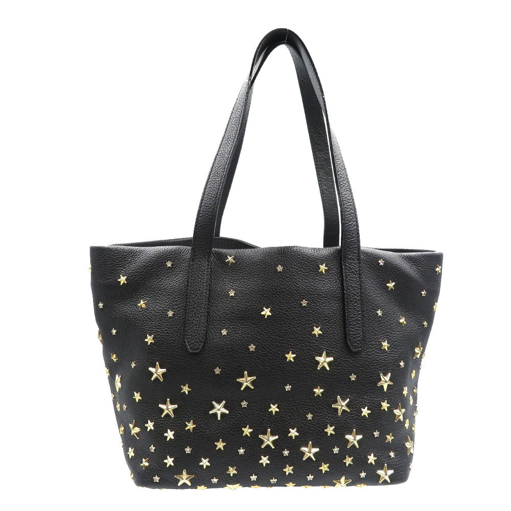 美品 ジミーチュウ スタッズ レザー ゴールド金具 ブラック ハンドバッグ トートバッグ 0111【中古】JIMMY CHOO