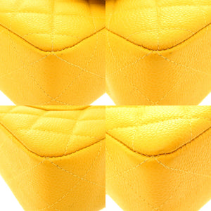 美品 シャネル マトラッセ キャビアスキン イエロー ゴールド金具 4番台 ココマーク ハンドバッグ 黄 0114 【中古】 CHANEL