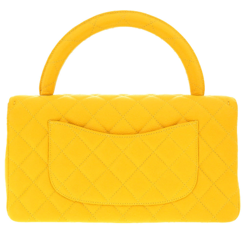 美品 シャネル マトラッセ キャビアスキン イエロー ゴールド金具 4番台 ココマーク ハンドバッグ 黄 0114 【中古】 CHANEL
