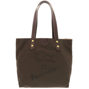 未使用 イルビゾンテ サイントート キャンバス レザー カーキ トートバッグ 0116 【中古】 IL BISONTE メンズ