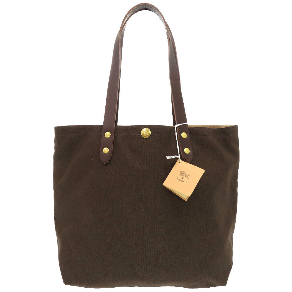 未使用 イルビゾンテ サイントート キャンバス レザー カーキ トートバッグ 0116 【中古】 IL BISONTE メンズ