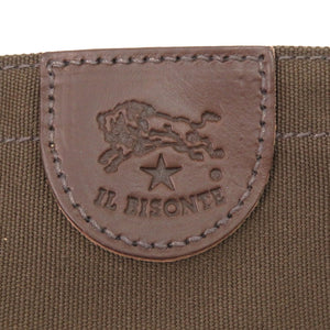 未使用 イルビゾンテ サイントート キャンバス レザー カーキ トートバッグ 0116 【中古】 IL BISONTE メンズ