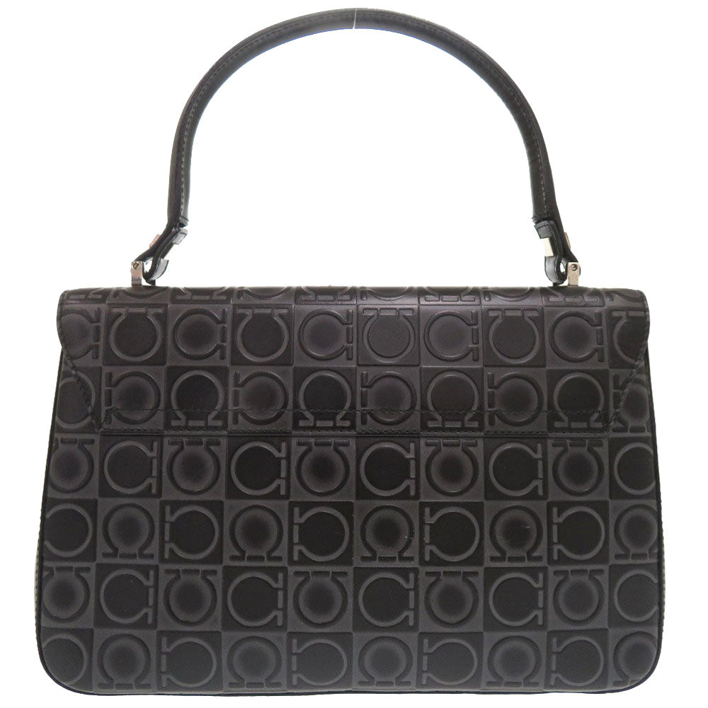 美品 サルヴァトーレ フェラガモ ガンチーニ レザー ブラック DY-21 1258 ハンドバッグ 0121 【中古】 Salvatore Ferragamo