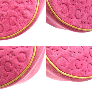 美品 セリーヌ ヴィンテージ ハーフムーン Cマカダム柄 スウェード ゴールド金具 ピンク ブラウン ハンドバッグ 0122【中古】CELINE