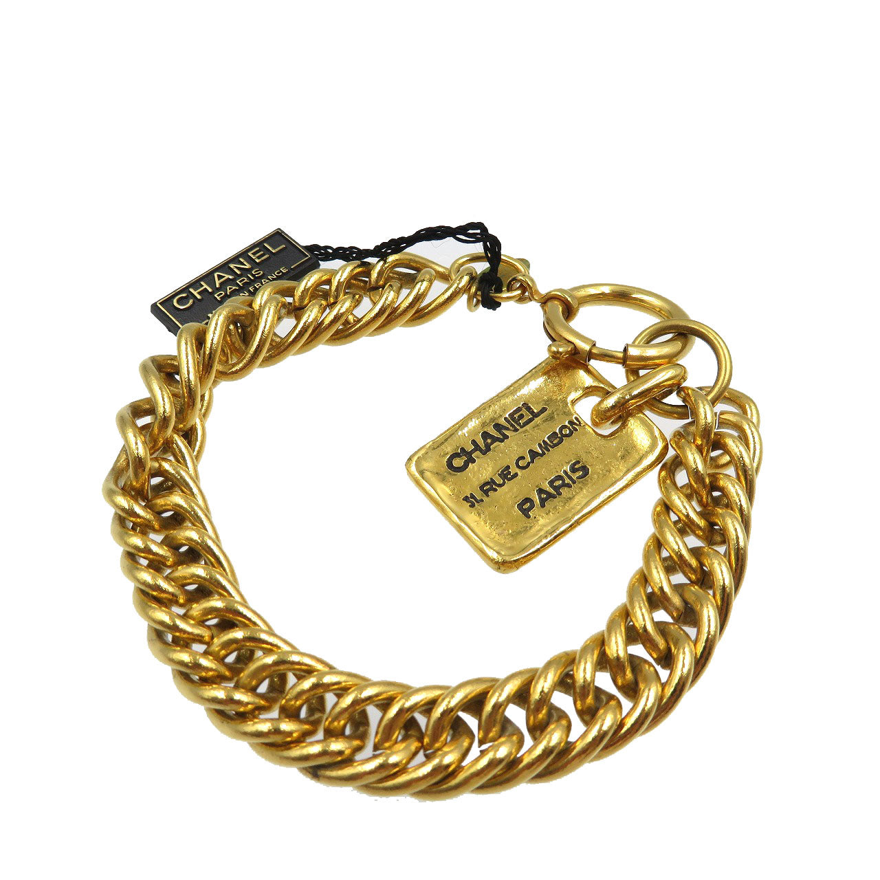 美品 シャネル ロゴ プレート チェーン メタル ゴールド ブレスレット 0125【中古】CHANEL