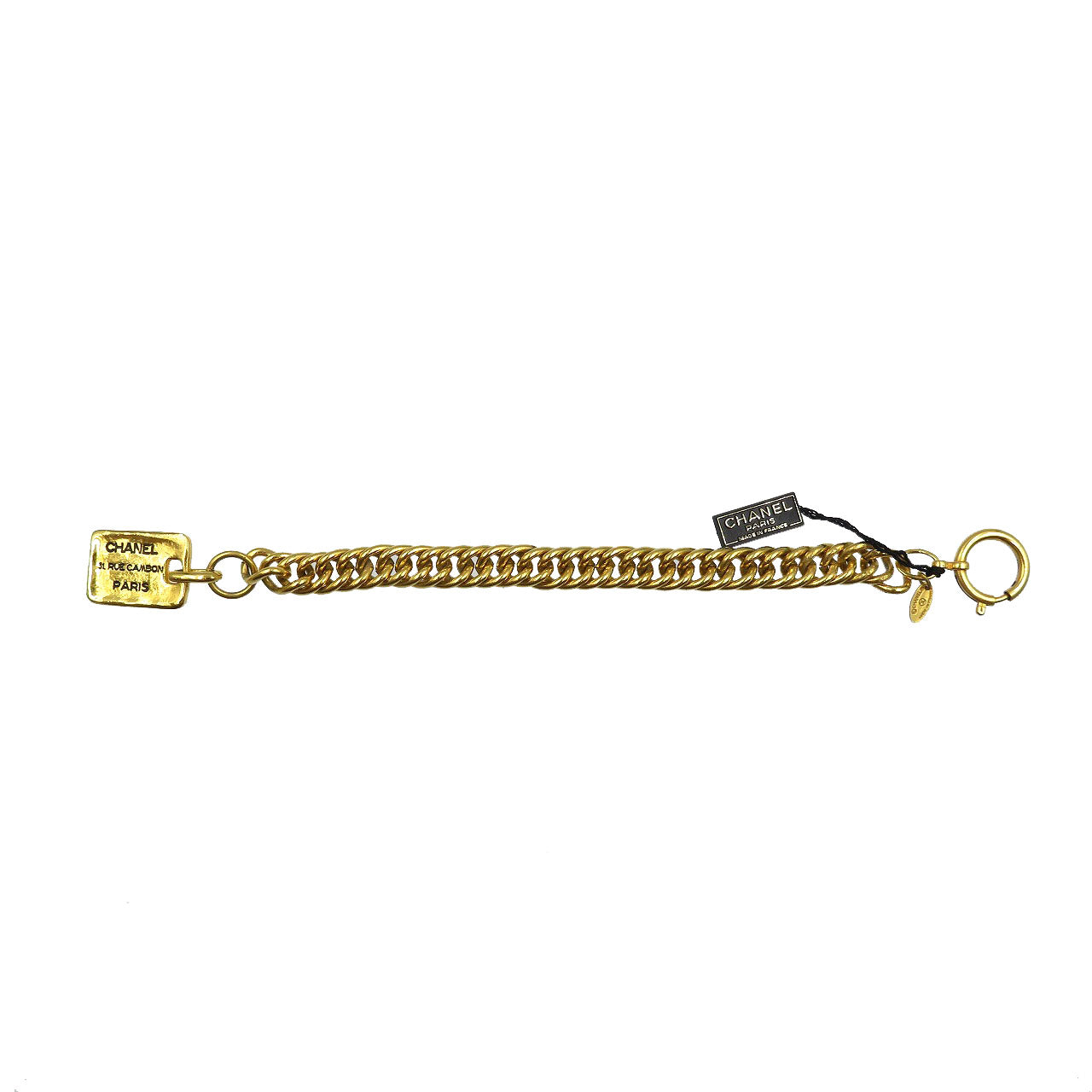 美品 シャネル ロゴ プレート チェーン メタル ゴールド ブレスレット 0125【中古】CHANEL